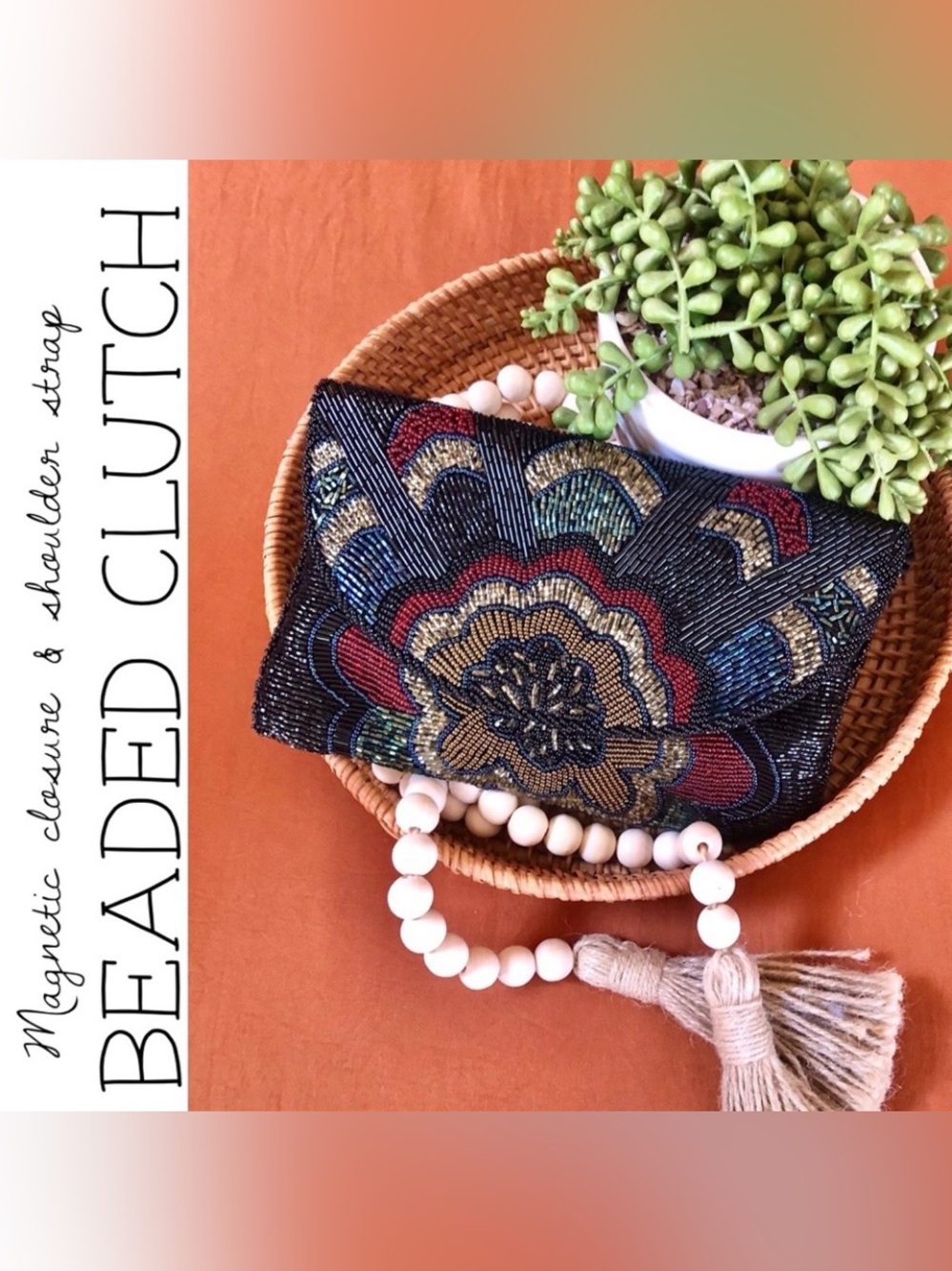 Art Deco Beaded Clutch with Shoulder Strap